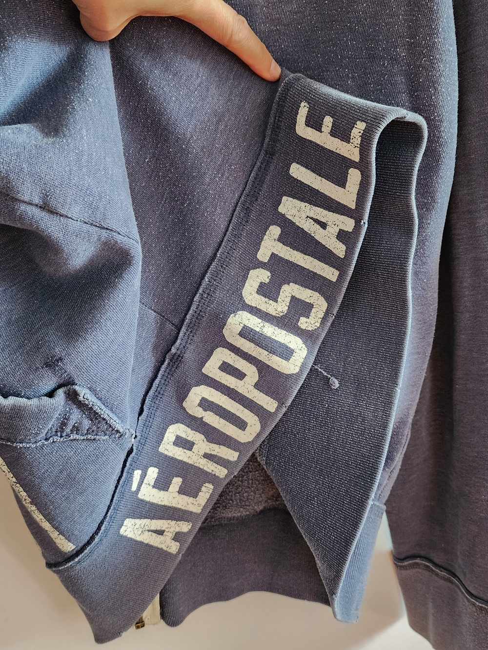 Vintage Aeropostale Full Zip Hoodie Grunge L Distressed Y2K 90s Trashed Skater - Picture 12 of 14